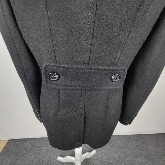 BCBGMAXAZRIA Coat Black Long Sleeve Lined Double Breasted Wool Rayon Acrylic M - Picture 5 of 10